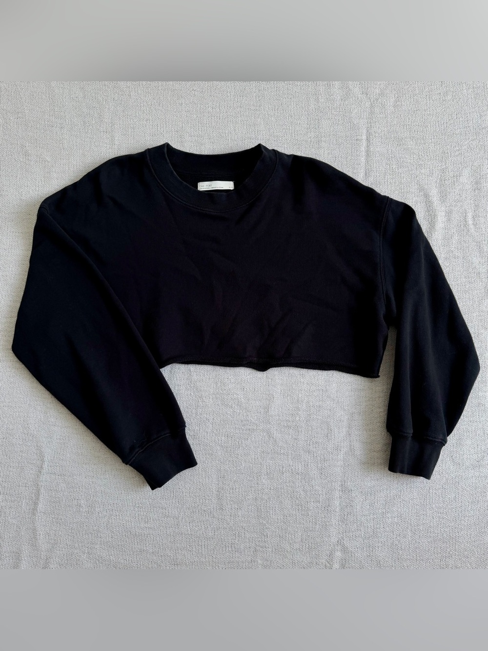 Oak + Fort Cropped Crewneck Sweatshirt, Black